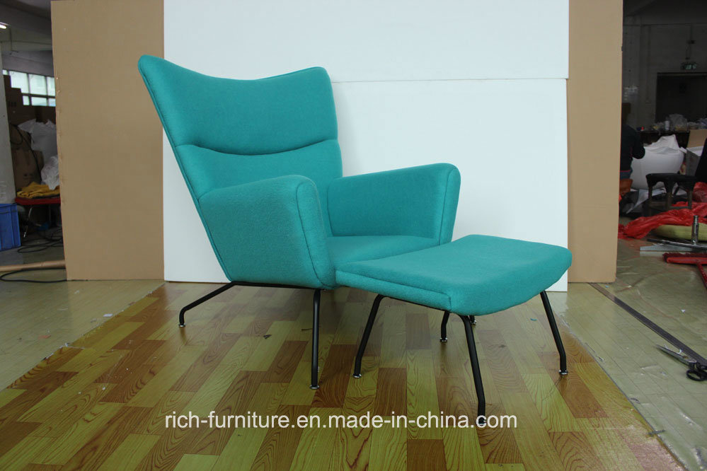Wing Back Chair in Metal Base and Fabric Covered