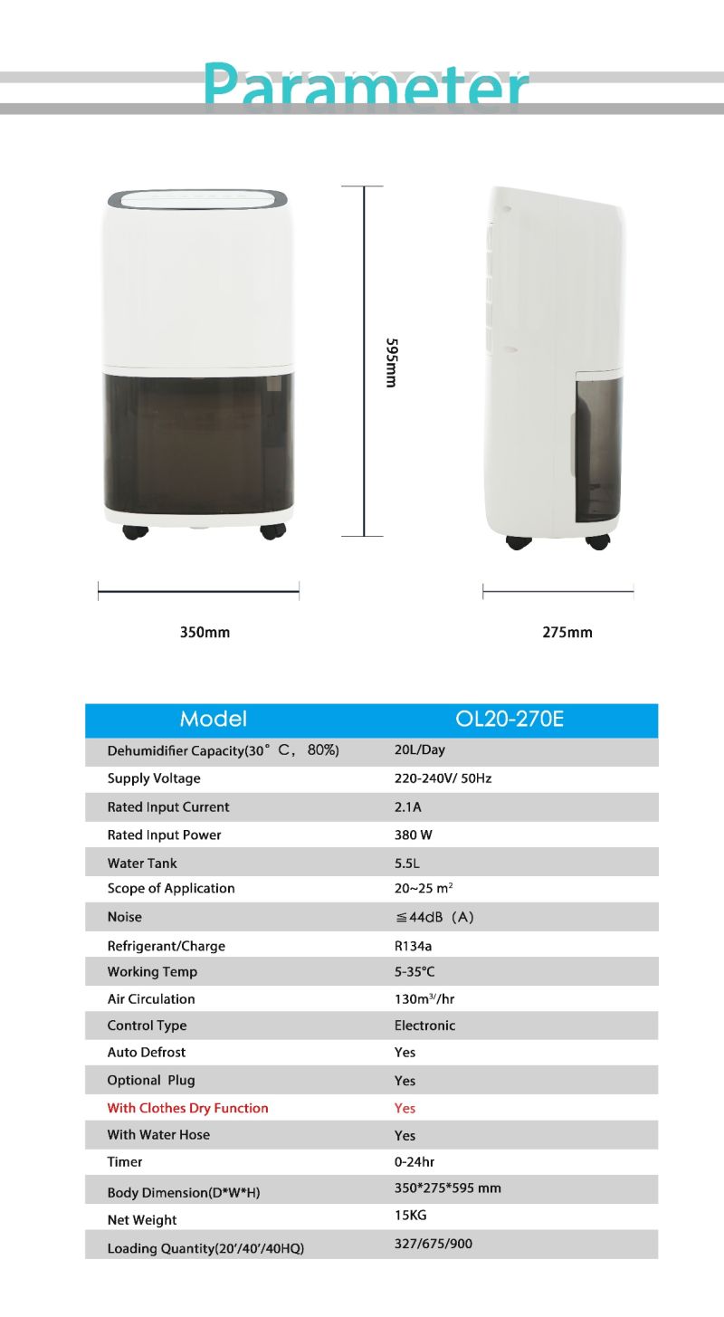 Nice Appearance Room Dehumidifier with Air Filter and Top Selling in Made in China