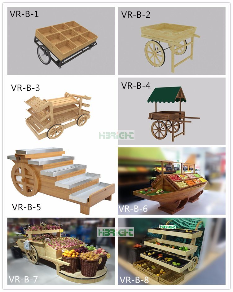 Hypermarket Wooden Display Stand for Fruits and Vegetables