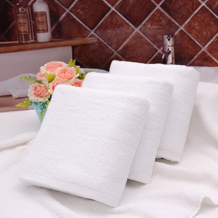 100% Cotton White Embroidery Logo Hotel Bath Towel
