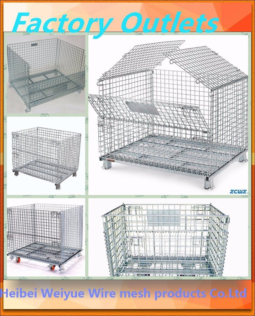 Foldable & Stackable Heavy Duty Wire Mesh Cage for Warehouse Storage