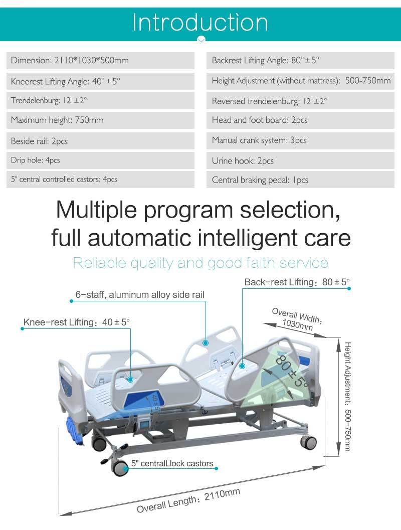 Sk015-2 China ABS Hospital Sick Bed with Side Rail