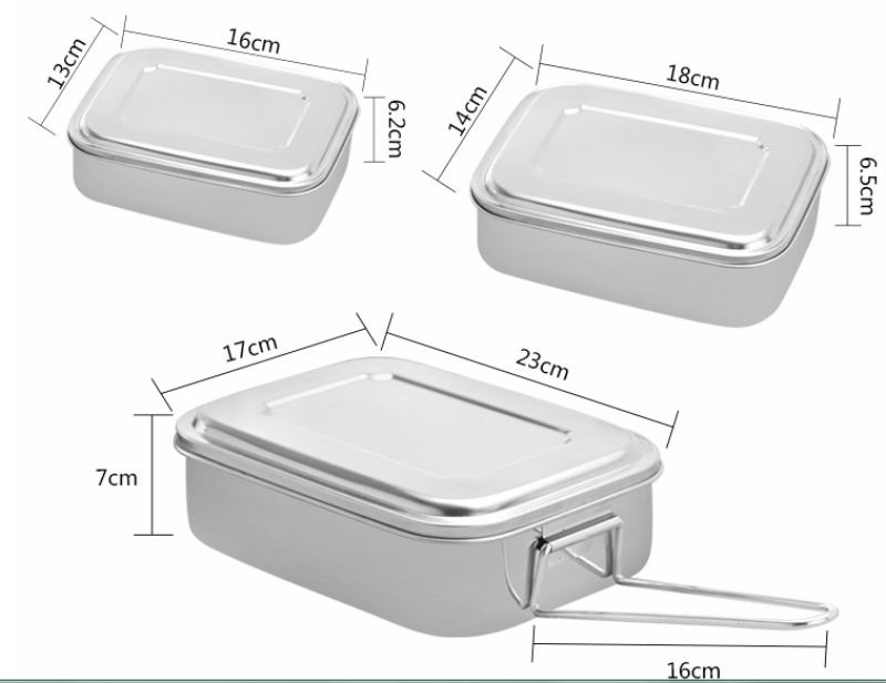 2 Compartment 304 Stainless Steel Rectangular Lunch Box & Food Container