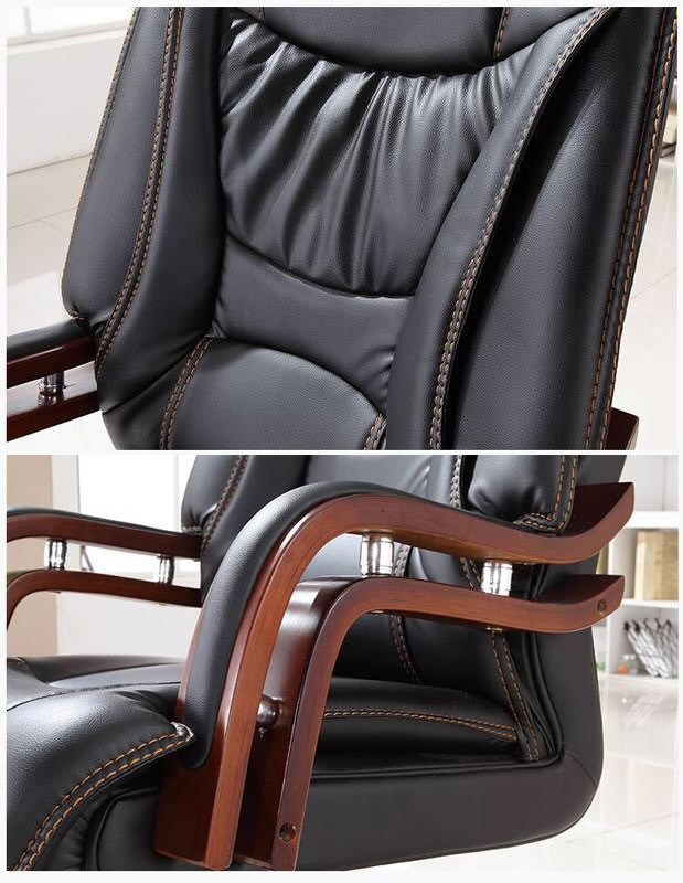 Wooden Vintage Genuine Leather Executive Office Chair