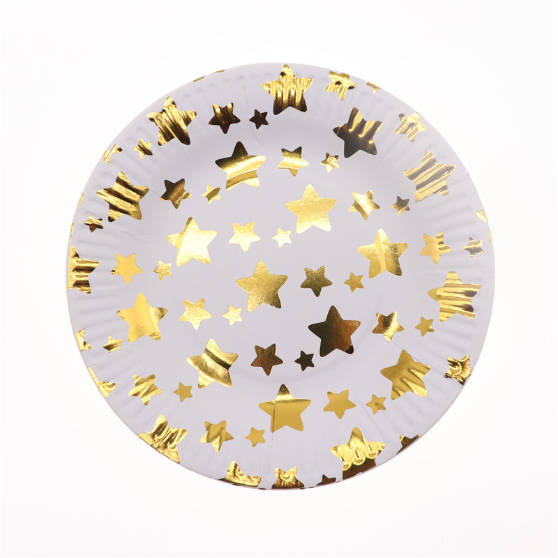 Disposable Tableware Event Party Supplies Paper Straw/Plate/Napkin Gold Star Birthday Party Decorations Kid Adult for Wedding