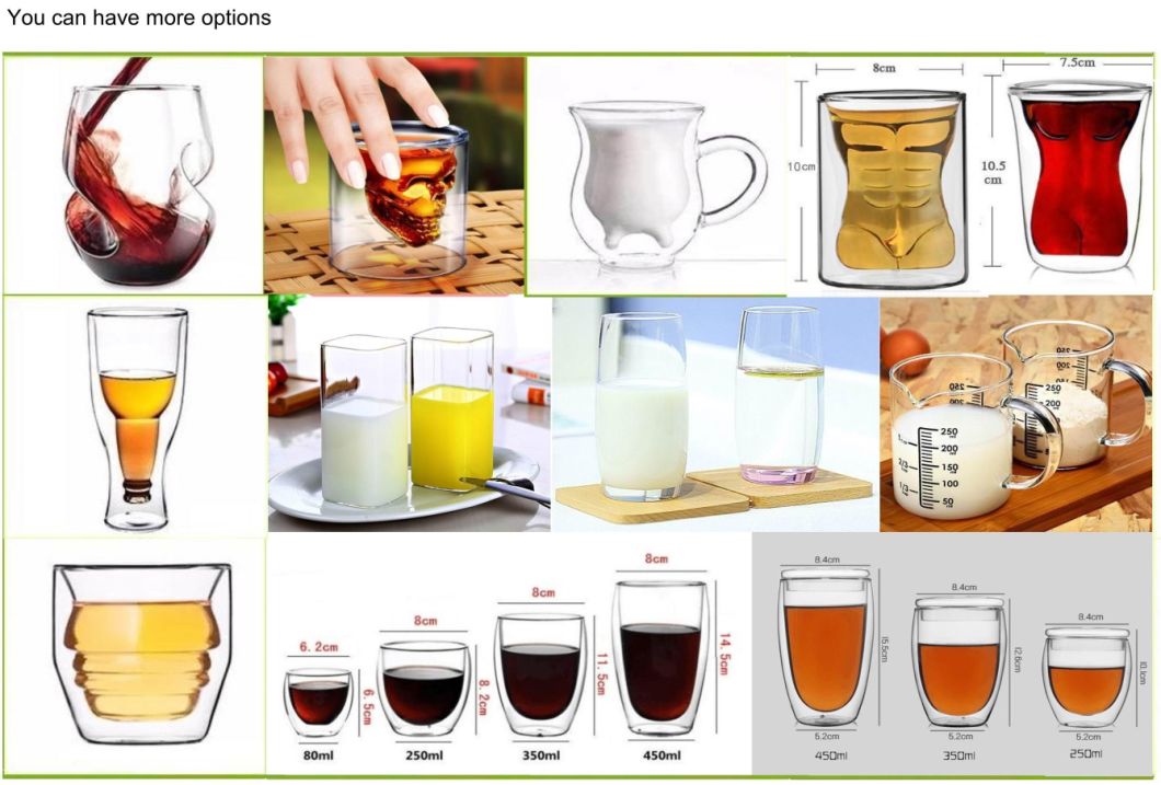 Wholesale High Quality 200 Ml Double Wall Glass Cup for Milk and Coffee