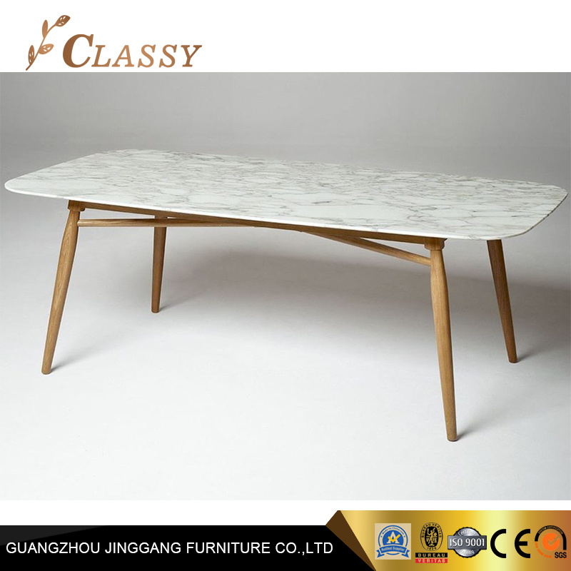 Wooden Base Marble Top Dining Table for Living Room Restaurant
