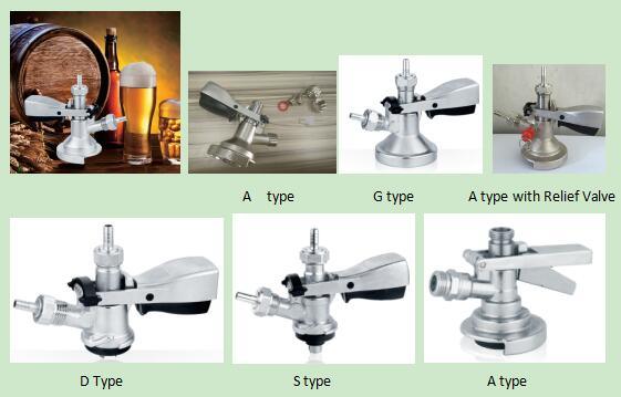 Brass Beer Taps with Ball Lock Disconnects for Liquid out