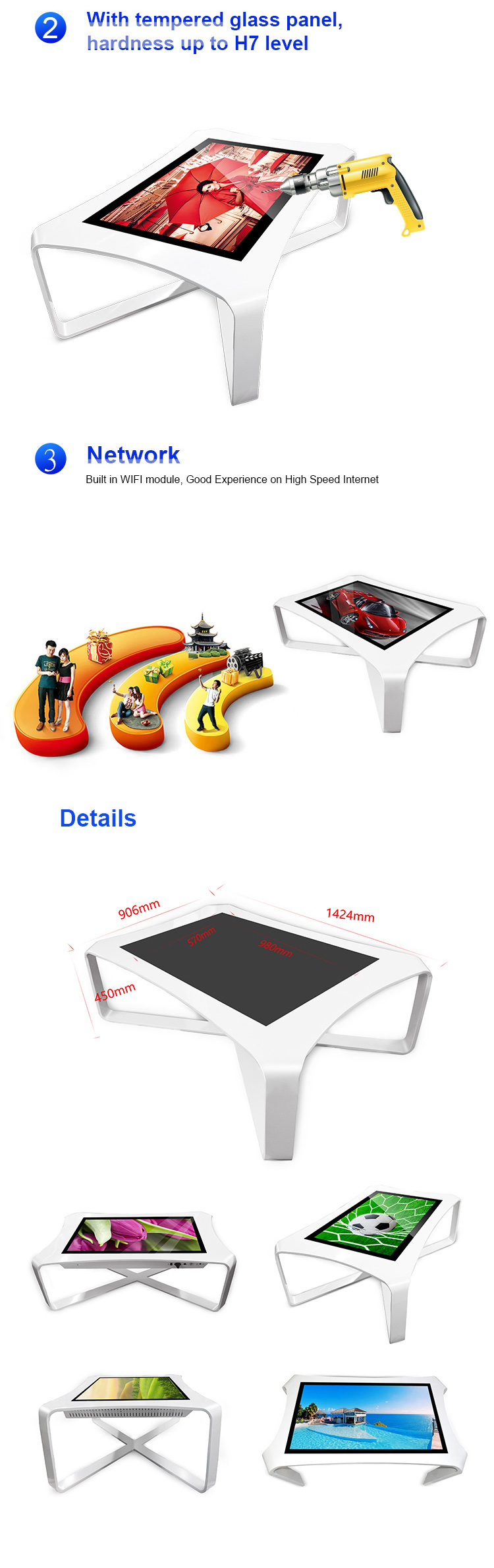 for Coffee or Restaurant Customize Interactive Touch Screen Table Multitouch Table Waterproof