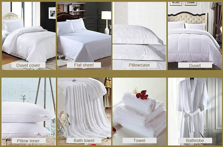 3cm Stripe 100% Cotton White Hotel Bedding Set