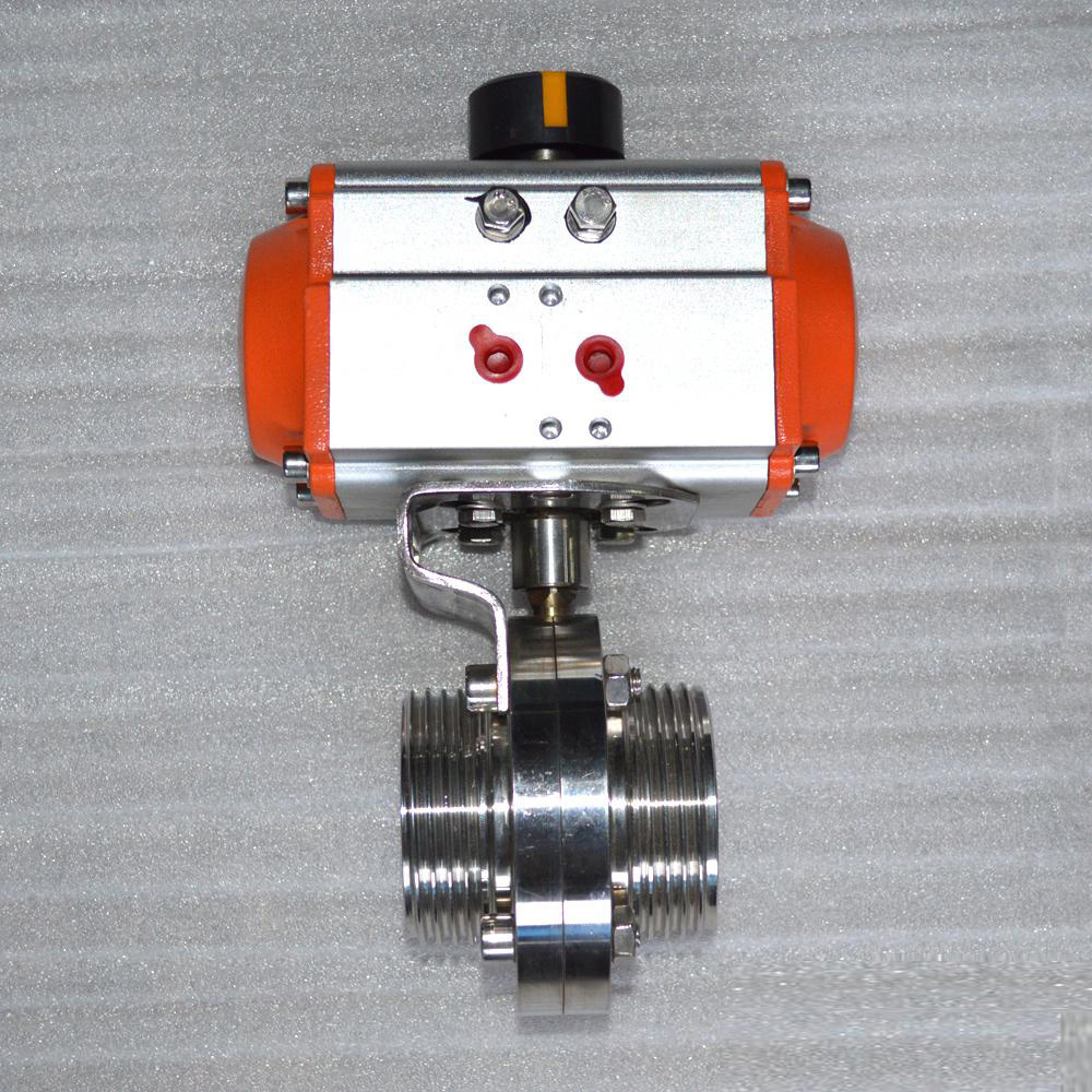 Stainless Steel Thread Ends Sanitary Butterfly Valve with Pull Handle