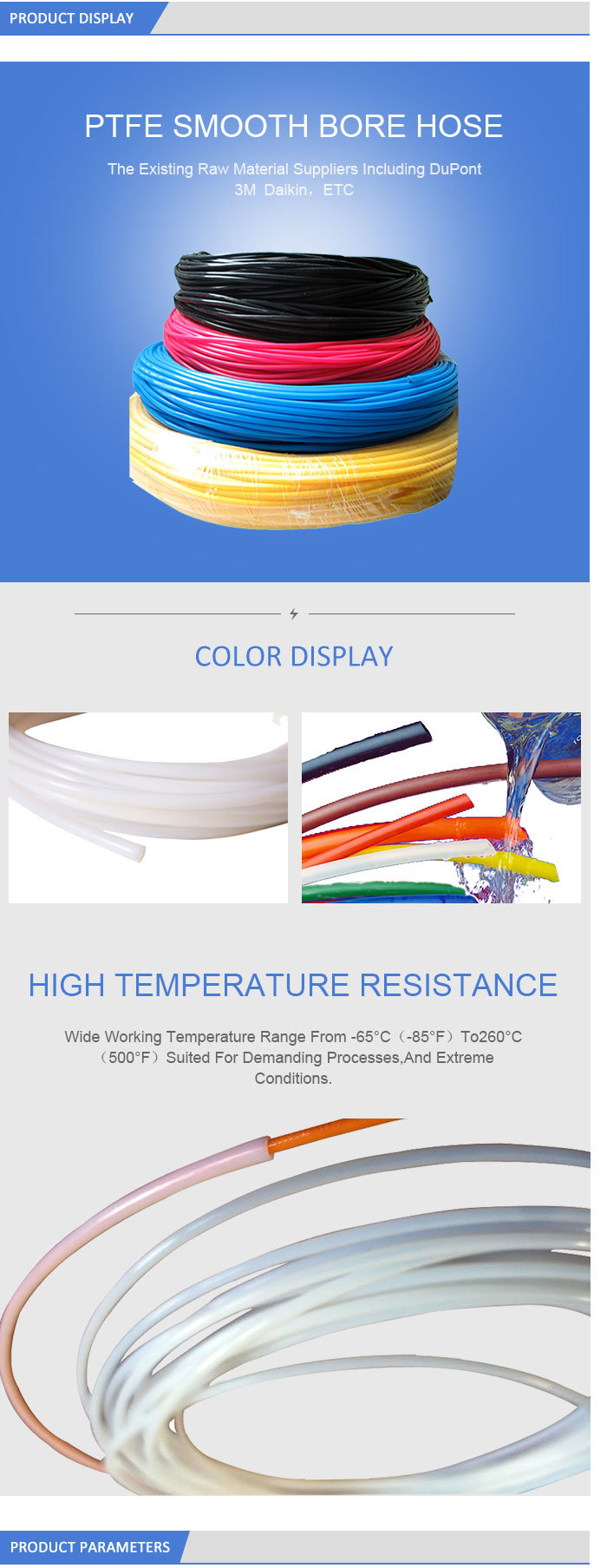 FDA Standard Heat Resistant Food Grade Plastic Hose Teflon Tube