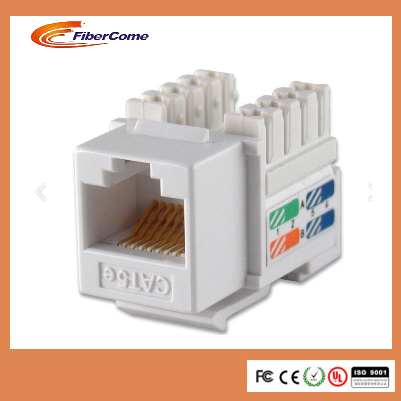 White Installation Cat5e 180 Degree Model RJ45 Keystone Jack