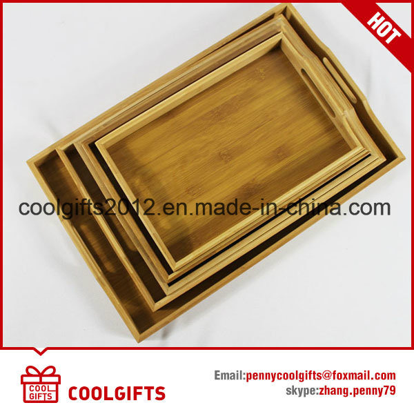 Eco-Friendly Square Bamboo Wood Food Dessert Cake Dishes Plates