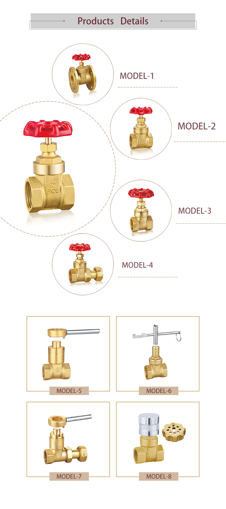 Ss1070 Bsp NPT Magnetic Locking Brass Gate Valve Brass Stem