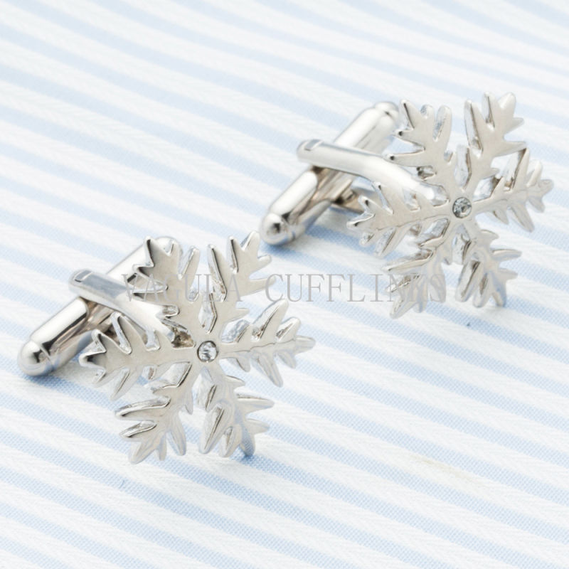 VAGULA Silver Plated Funny Snowflake Men's Cuff Link 701