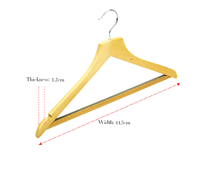 Yeelin Suit Wooden Hanger with Trousers Bar Padded Rubberize Notch Inside