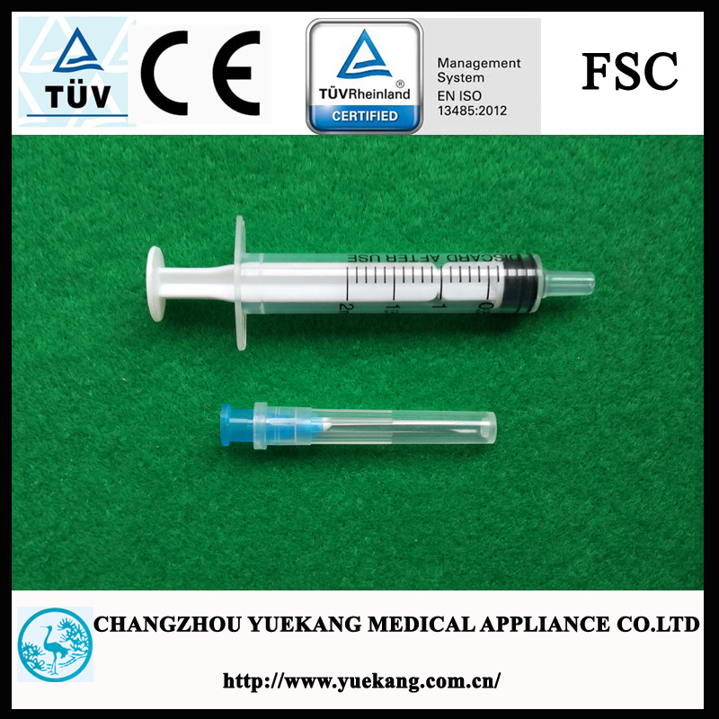 Luer Slip, PE Bag, Sterile Disposable Syringe with Hypodermic Needle