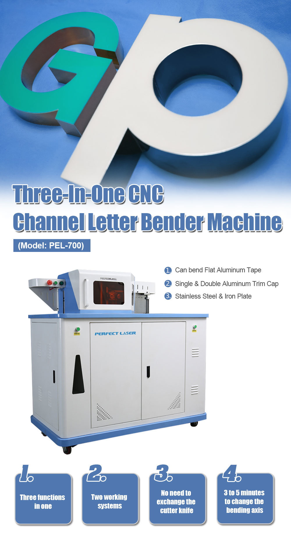 CNC Channel Letter Auto Bending Machine for Making Aluminum Coils Trim Cap Signage