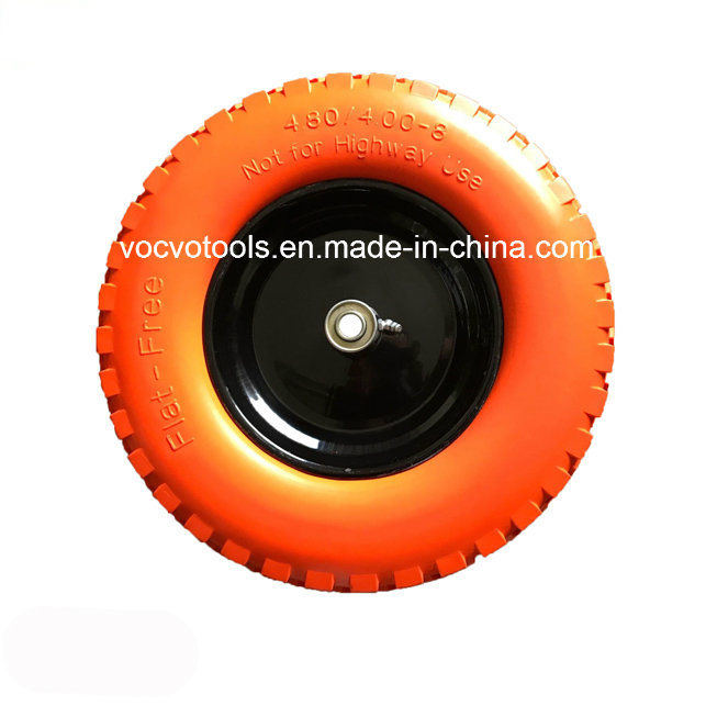 Heavy Duty Steel Material 4.80/4.00-8 PU Flat Free Wheel