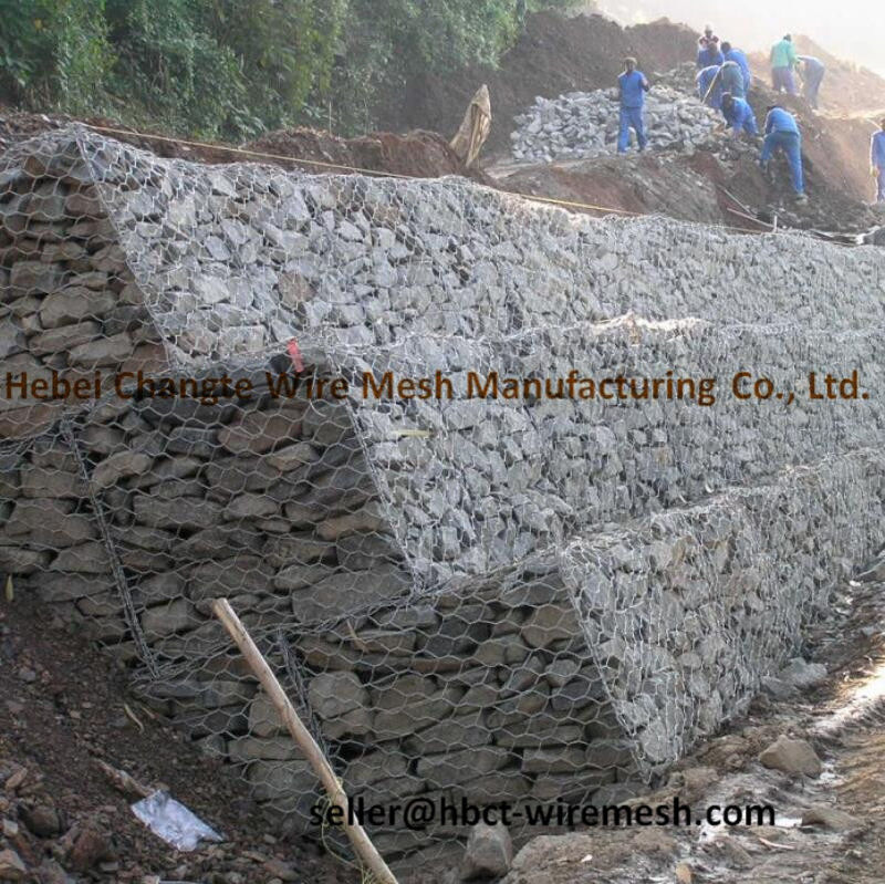 Galfan Gabion Mesh Woven Rock Basket Retaining Wall