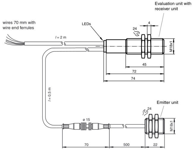 Ultrasonic Transducer Double Sheet Sensor (UDC-18GM-400-3E3)
