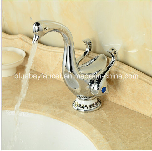 Cute Duck Shape Double Handles Waterfall Bathroom Basin Sink Faucet