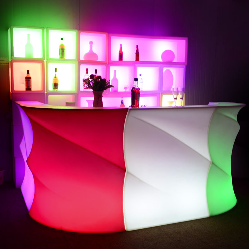 Night Clubs Lighted Bar Tables LED Commercial Bar Counter