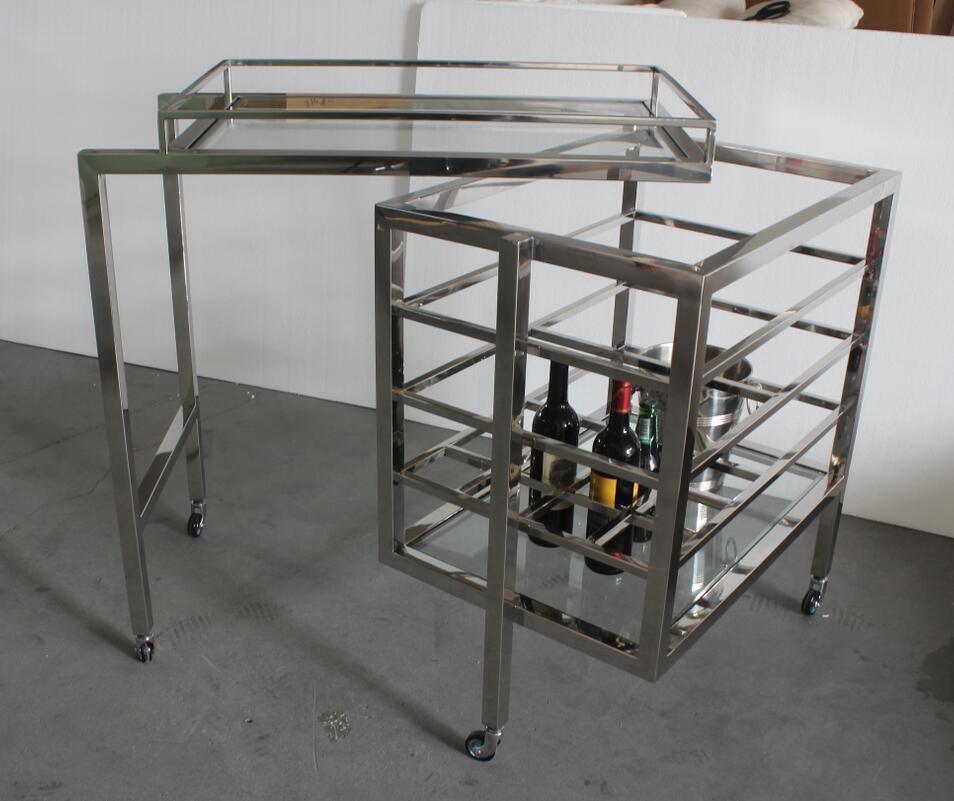 Luxury Bar Furniture Stainless Steel Trolley, Wine Cart