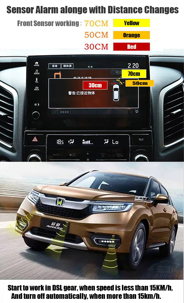 Dedicated Screen Car Front Rear Parking Sensor for Honda