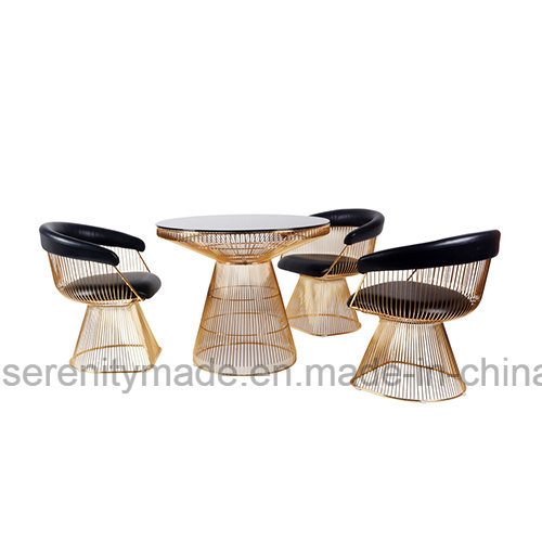 Electroplated Gold Fence Type Lounge Chair for Hotel Lobby Use