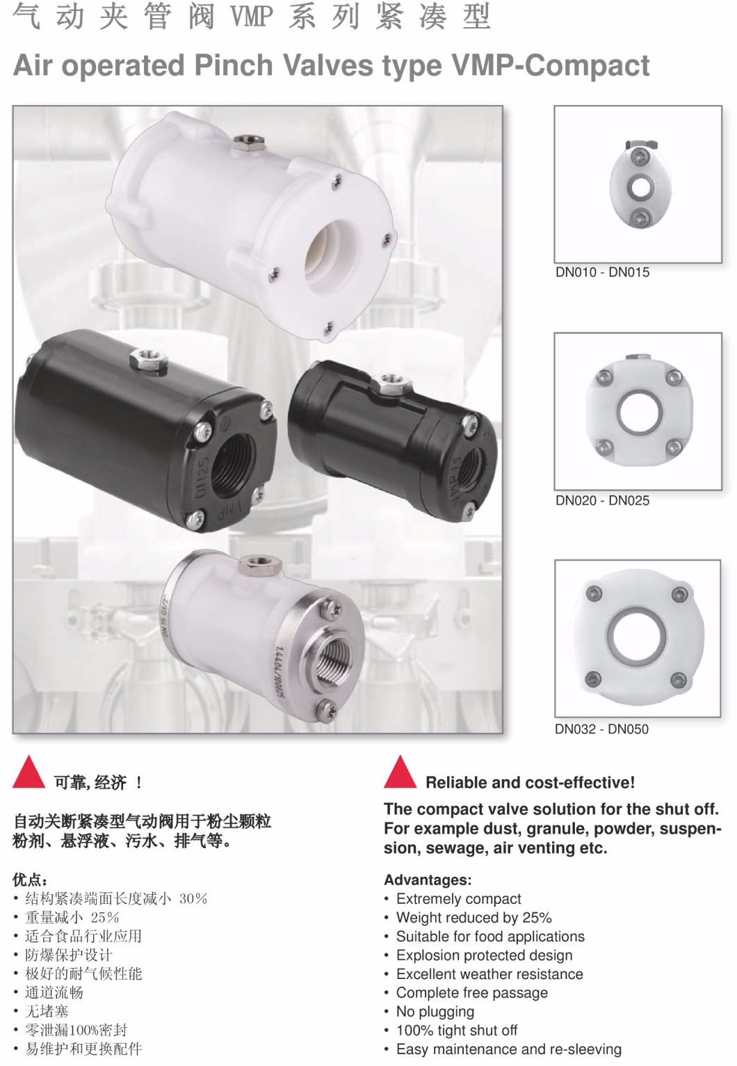Chinese Wenzhou Supplier Vmp Air Operated Pneumatic Pinch Valve