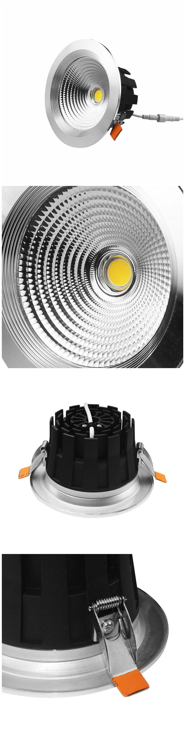 High Lumen 20W Warm White Round COB LED Ceiling Spotlight