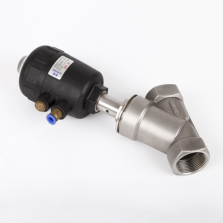 Stainless Steel Sanitary Pneumatic Thread Angle Seat Valve with Plastic Actuator