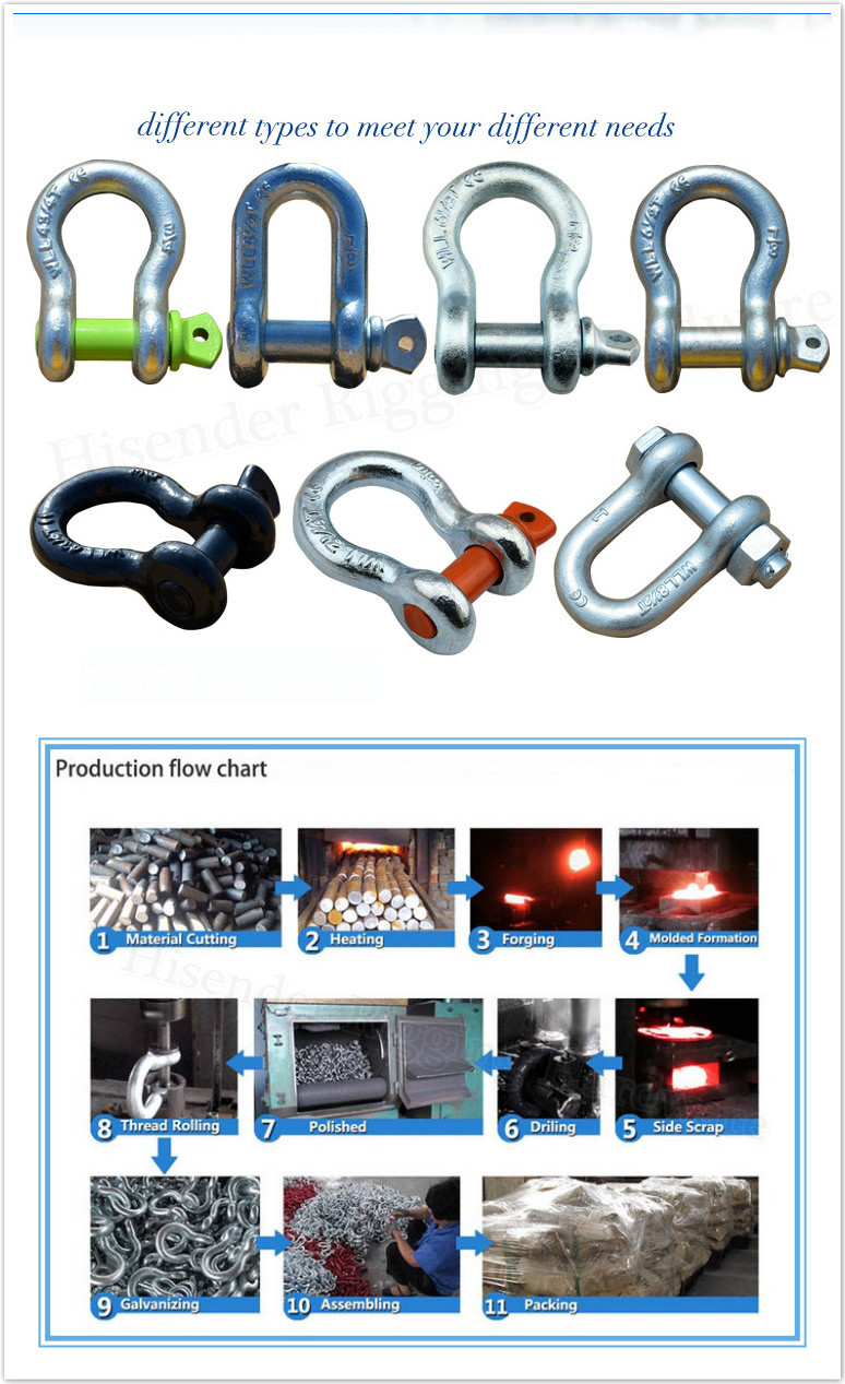 Zinc Plated European Dee Shackle of Marine Hardware