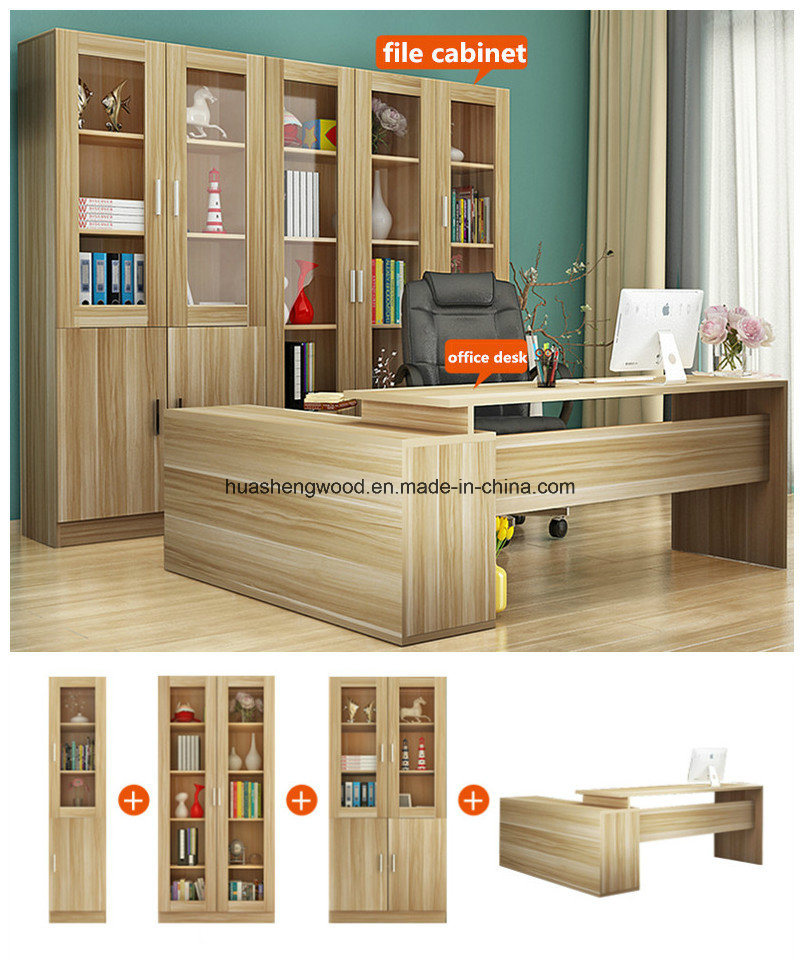 China Factory Wooden Filing Cabinet with Glass Doors