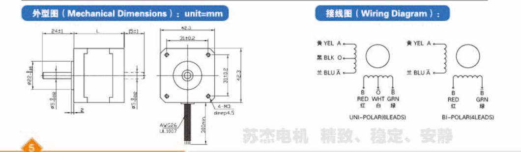 Gear Motor Stepper Motor with NEMA17 Size 28mm Length Servo Motor with Sewing Machine