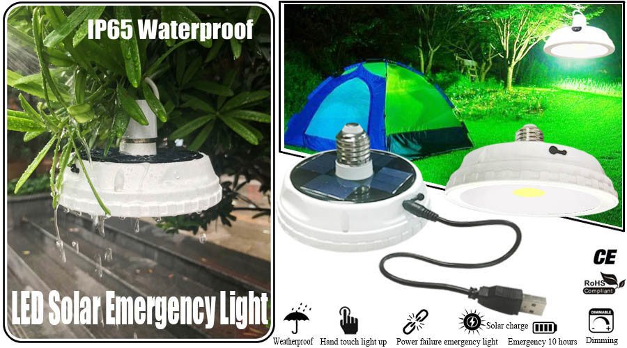 New Arrival 10W Dimmable UFO Solar Rechargeable LED Bulb Light for Camping