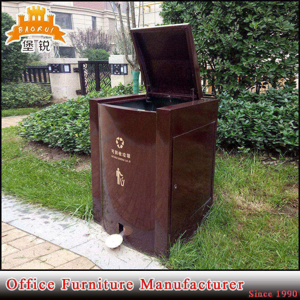 Outdoor Metal Garbage Bin Storage Box Steel Wastes Recycling Bins