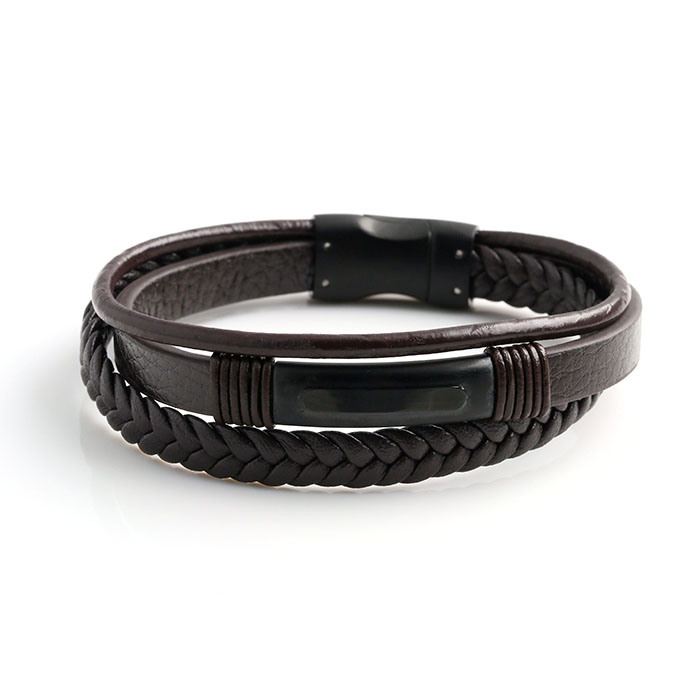 Stainless Steel Leather Jewelry Male Bracelet