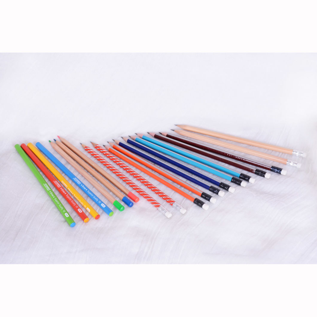 High Quality Drawing Pencils, Black/Silver Stripe Pencils Hb with DIP End