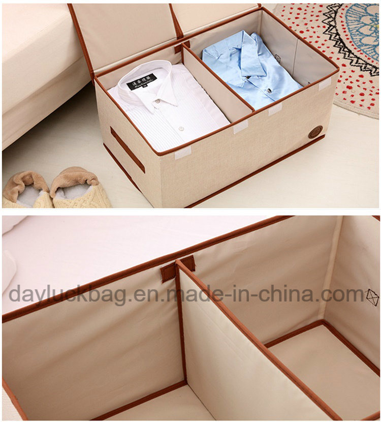 Grey Foldable Separate Non Woven Cardboard Large Removable Clothes Storage Box