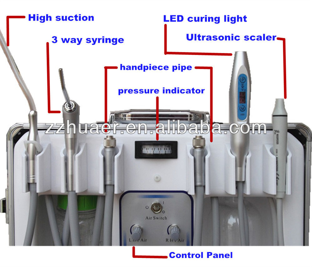 Manufacture Dental Mobile Portable Unit with Built-in Oilless Air Compressor