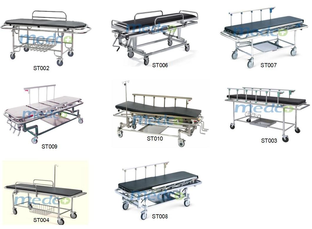 Hospital Patient Manual Transfer Cart, S. S. Medical Emergency Stretcher Trolley