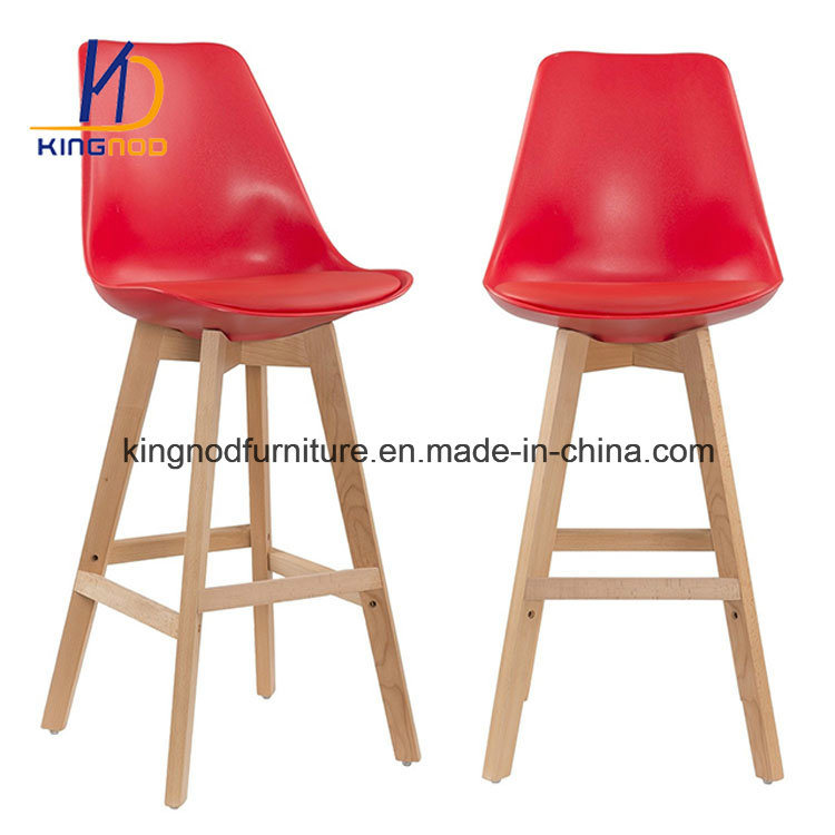 Eames Plastic Tulip Wooden Leg Bar Stool/ Bar Chair