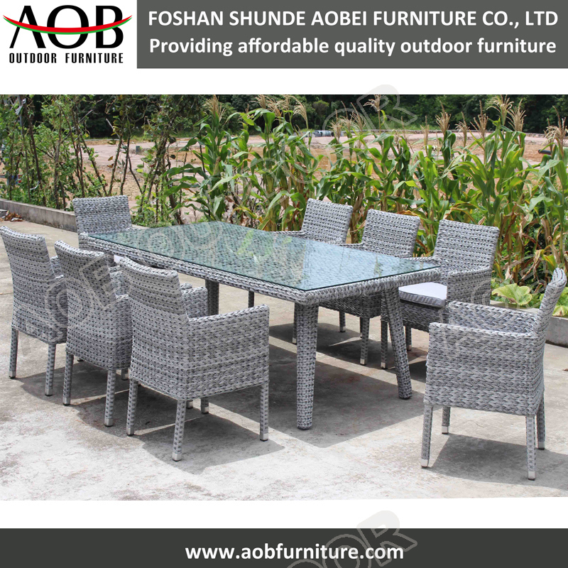 Modern Rattan Woven Dining Set Outdoor Garden Table Chairs