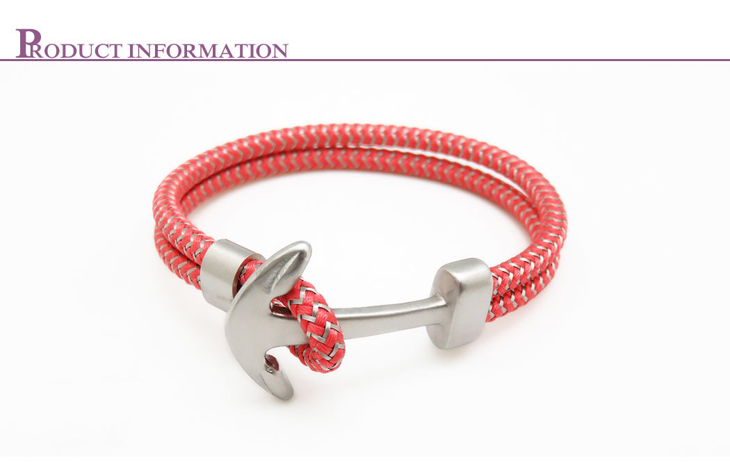 Handmade Custom Nylon Rope Stainless Steel Anchor Bracelet for Men and Women