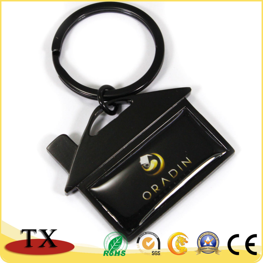 Professional Manufacturer House Shape Key Ring Metal Key Chain