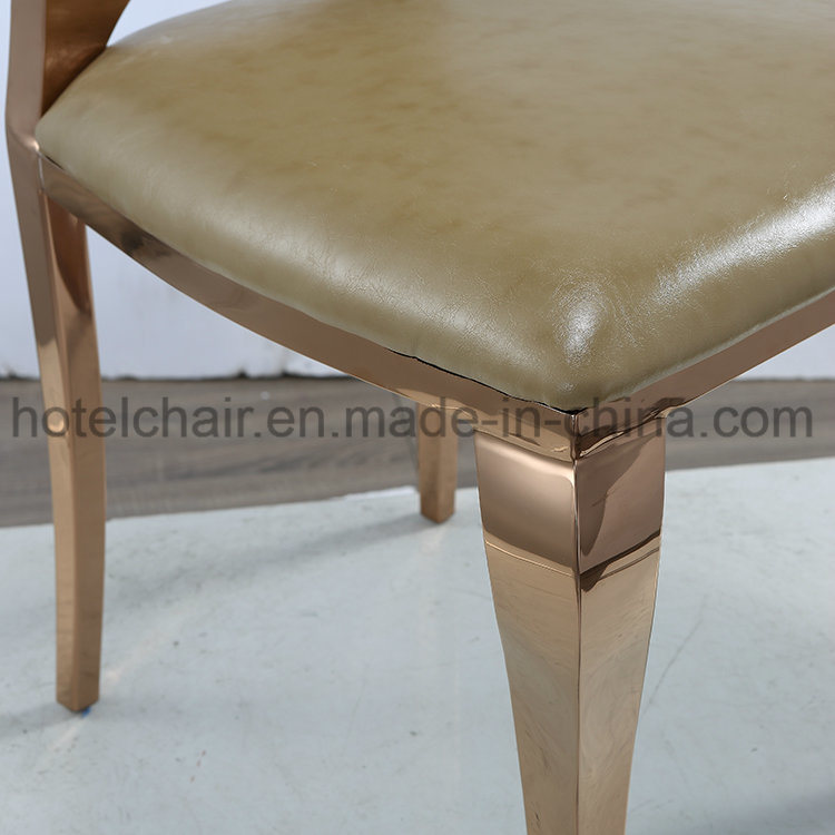 Leather Stainless Steel Metal Restaurant Dining Chairs (LH-632Y)