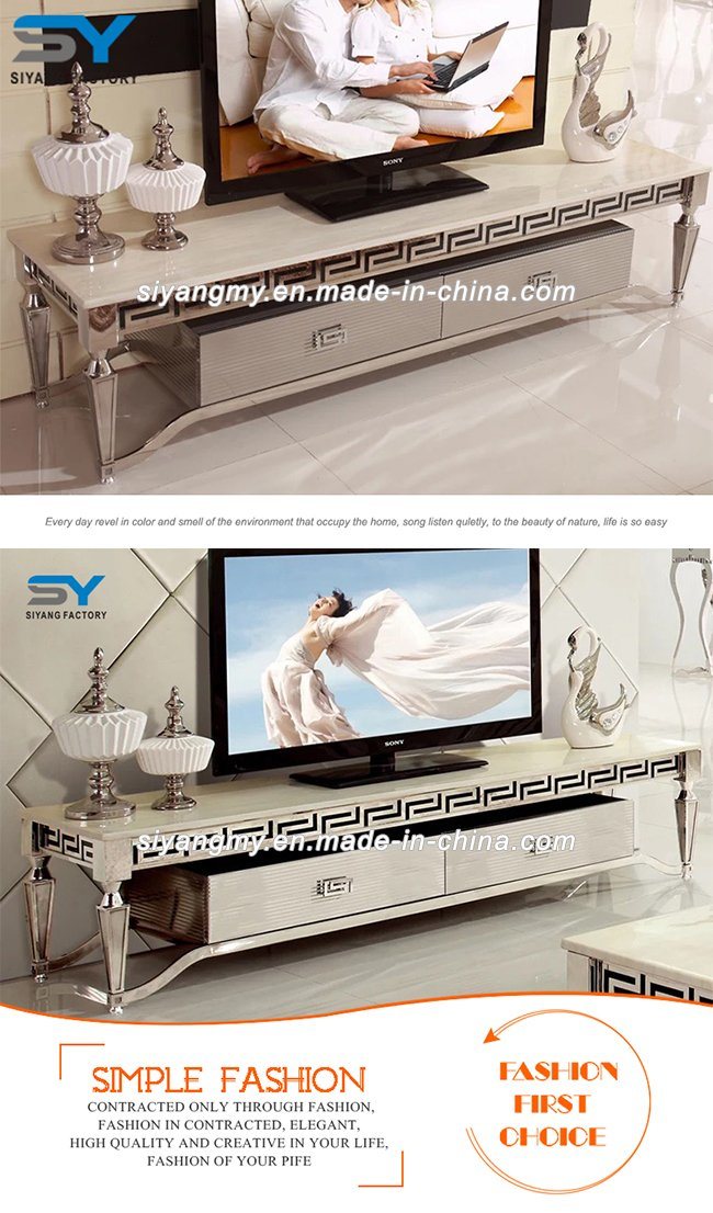 Living Room Furniture White Marble TV Cabinet TV Table